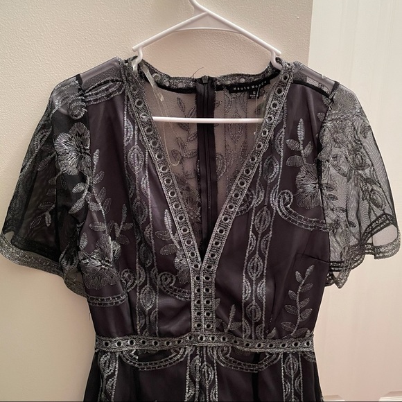 Black & Silver Embroidered Mesh Romper - Picture 3 of 6